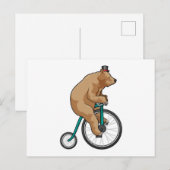 Carte Postale Ours au cirque avec bicyclette (Devant / Derrière)