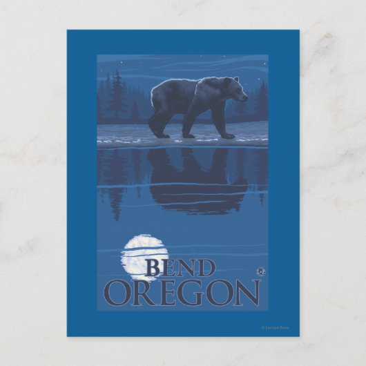 Carte Postale Ours au clair de lune - Pente, Oregon (Devant)