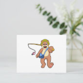 Carte Postale Ours au pêche avec une canne à pêche (Debout devant)