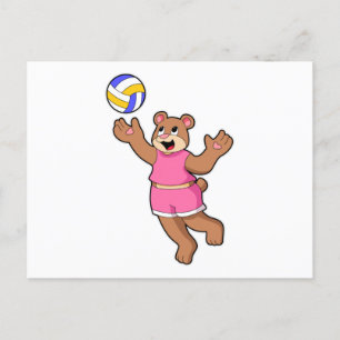 Carte Postale Ours au sport de volleyball