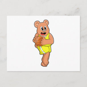 Carte Postale Ours au sports de basket-ball