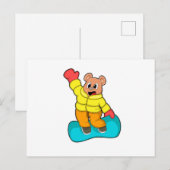 Carte Postale Ours aux sports de snowboard (Devant / Derrière)