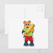 Carte Postale Ours avec batte de cricket (Devant / Derrière)
