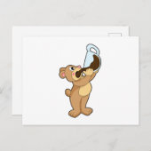 Carte Postale Ours avec café Coupe (Devant / Derrière)