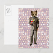 Carte Postale Ours Avec Cocktail (Devant / Derrière)