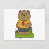 Carte Postale Ours avec des fleurs (Devant)