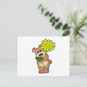 Carte Postale Ours avec fleur jaune (Debout devant)