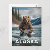 Carte Postale Ours Avec Poisson En Alaska (Devant / Derrière)