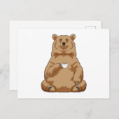 Carte Postale Ours avec une tasse de café (Devant / Derrière)