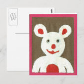 Carte Postale Ours blanc avec nez rouge, bouche et oreilles (Pèr (Devant / Derrière)