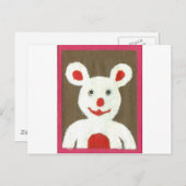 Carte Postale Ours blanc avec nez rouge, bouche et oreilles (Pèr (Devant / Derrière)