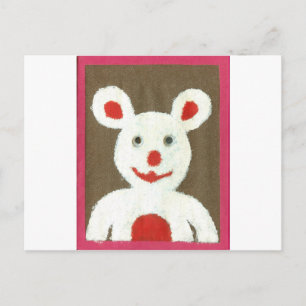 Carte Postale Ours blanc avec nez rouge, bouche et oreilles (Pèr