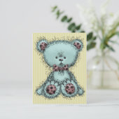 Carte Postale Ours bleu en peluche (Debout devant)