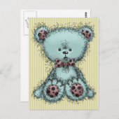 Carte Postale Ours bleu en peluche (Devant / Derrière)