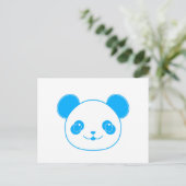 Carte Postale Ours bleu Kawaii Panda (Debout devant)