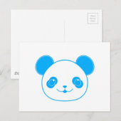 Carte Postale Ours bleu Kawaii Panda (Devant / Derrière)