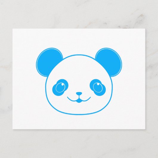Carte Postale Ours bleu Kawaii Panda (Devant)