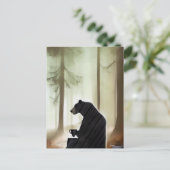 Carte Postale Ours Boire du café dans les bois (Debout devant)