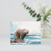 Carte Postale Ours Brown à la découverte de l'océan ! (Debout devant)