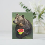 Carte Postale Ours Brown avec Melon d'eau (Debout devant)