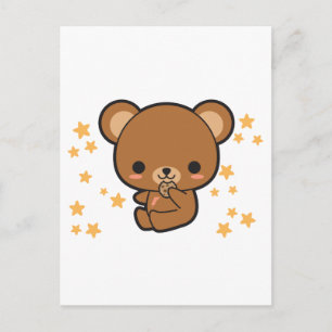 Carte Postale Ours Brown Kawaii