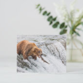Carte Postale Ours brun attrape un saumon rouge (Debout devant)