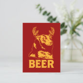 Carte Postale Ours + Cerf = Bière (Debout devant)