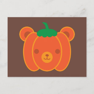 Carte Postale Ours Citrouille de Kawaii Halloween