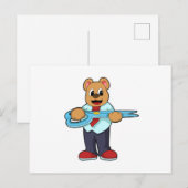 Carte Postale Ours coiffeur avec ciseaux (Devant / Derrière)