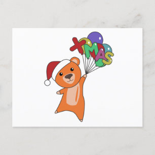 Carte Postale Ours colorés Joyeux Noël Animaux d'hiver Ours