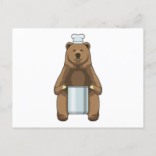 Carte Postale Ours comme cuire avec pot de Cuisine