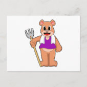 Carte Postale Ours comme fermier avec le gâteau (Devant)