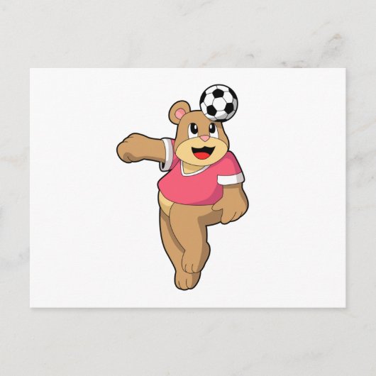 Carte Postale Ours comme joueur de soccer avec Soccer.PNG (Devant)