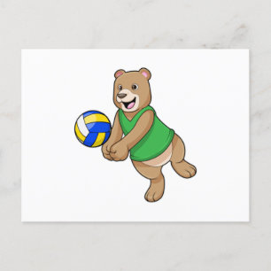 Carte Postale Ours comme joueur de volleyball avec Volleyball