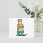 Carte Postale Ours comme patineur avec skateboard (Debout devant)