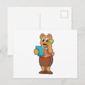 Carte Postale Ours comme secrétaire lors d'un appel avec télépho (Devant / Derrière)