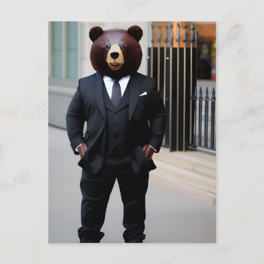 Carte Postale Ours d'affaires en costume (Devant)