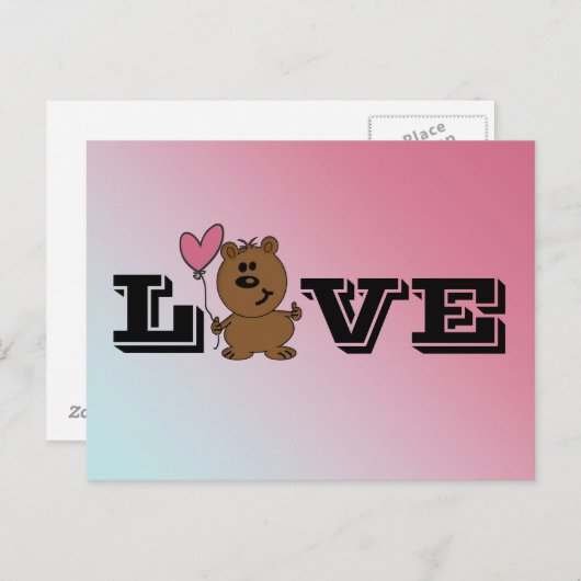 Carte Postale Ours d'amour (Devant / Derrière)