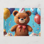 Carte Postale Ours d'anniversaire avec gâteau et ballons (Dos)