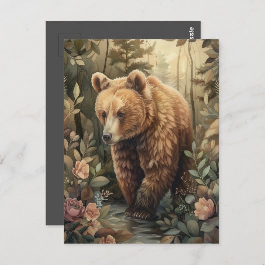 Carte Postale Ours Dans La Forêt (Devant / Derrière)