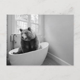 Carte Postale Ours dans le bain Mousse pour le bain