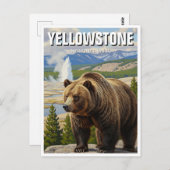 Carte Postale Ours dans le parc national Yellowstone Souvenir (Devant / Derrière)