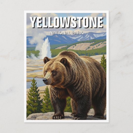 Carte Postale Ours dans le parc national Yellowstone Souvenir (Devant)