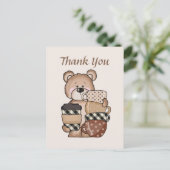 Carte Postale Ours de café mignon ajouter du texte Merci  (Debout devant)
