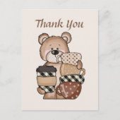 Carte Postale Ours de café mignon ajouter du texte Merci  (Devant)