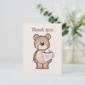 Carte Postale Ours de café mignon ajouter du texte Merci (Debout devant)