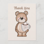 Carte Postale Ours de café mignon ajouter du texte Merci (Devant)