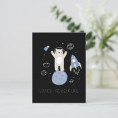 Carte Postale Ours De Cartoon Mignonne Dans L'Espace (Debout devant)