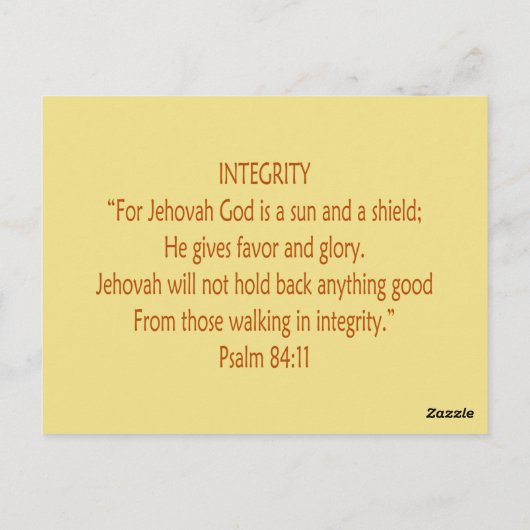 Carte Postale Ours de la Bible ~ Écriture d'intégrité (Dos)