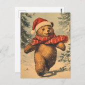 Carte Postale Ours de Noël vintage (Devant / Derrière)